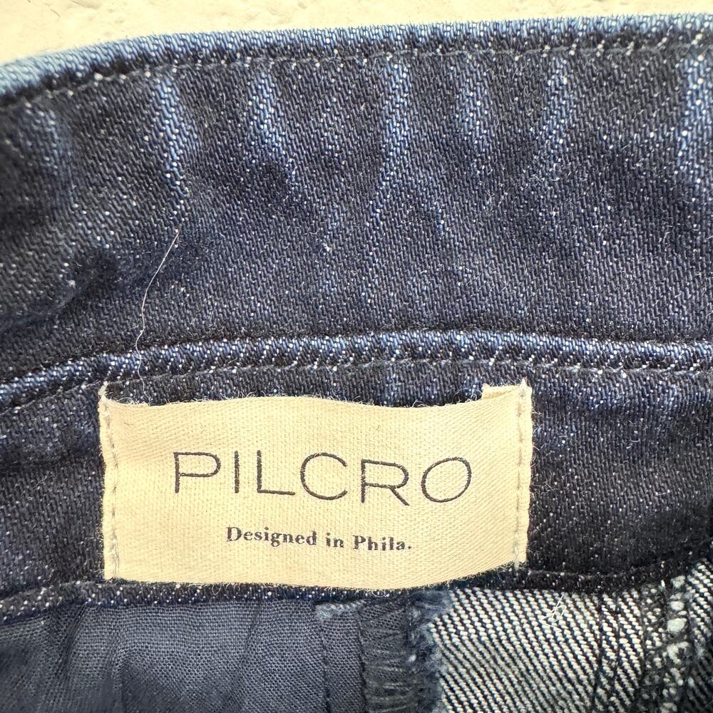 Anthropologie Pilcro Womens The Arden Denim Midi Skirt Size 12 Slit Cotton Blue - Picture 2 of 9